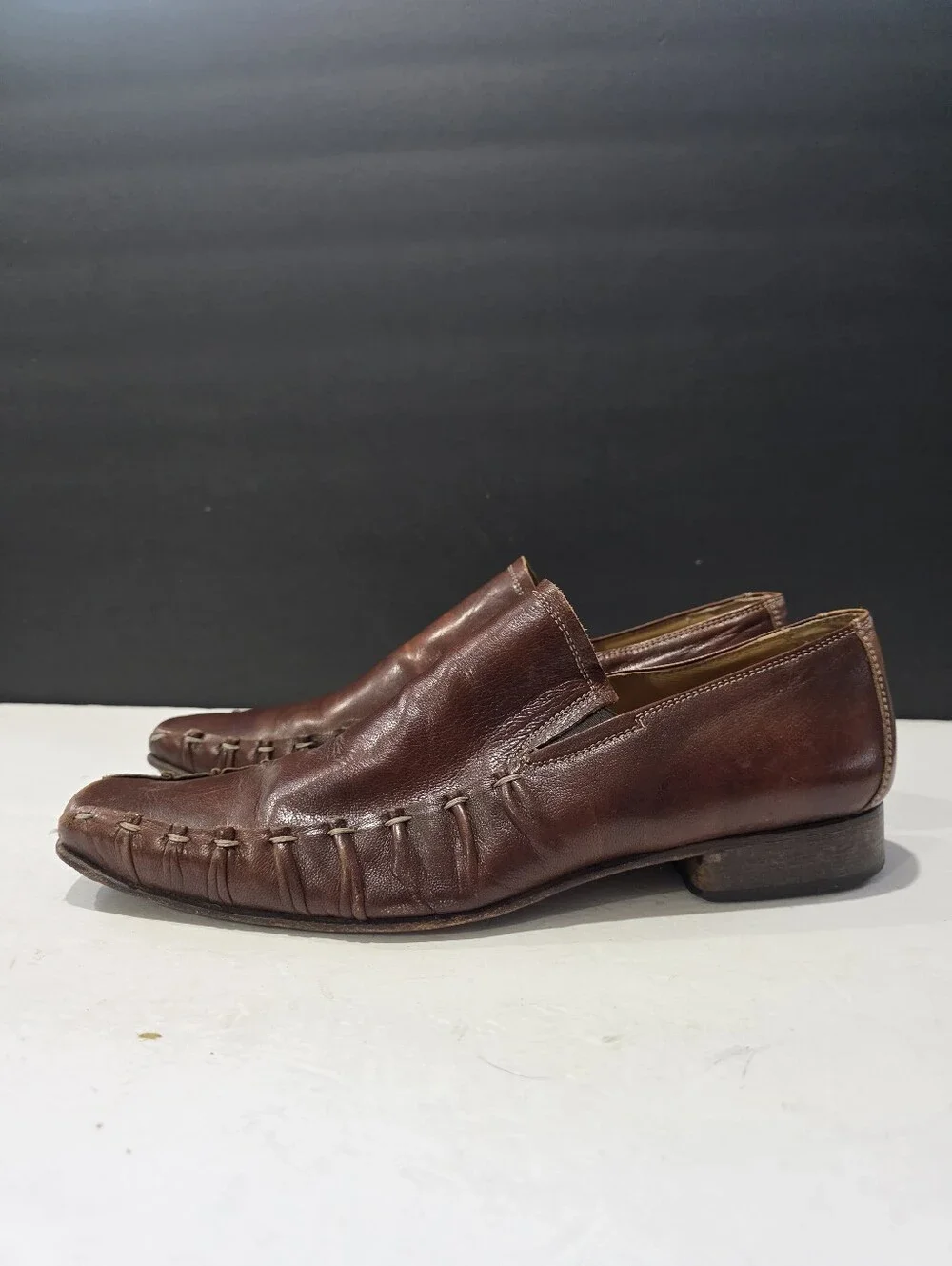 To Boot New York Adam Derrick Italian Leather Whipstitch Loafers Brown Sz 10